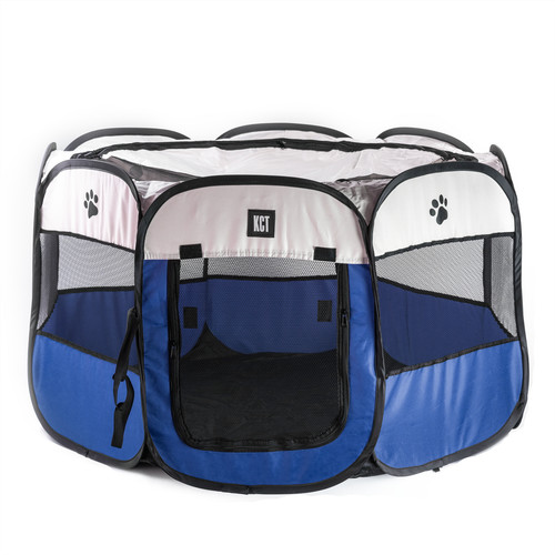 Fabric pet play pen - large, blue