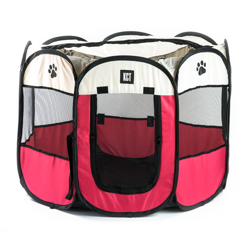 Fabric pet play pen medium - medium, red
