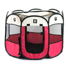 FABRIC PET PLAY PEN MEDIUM RED